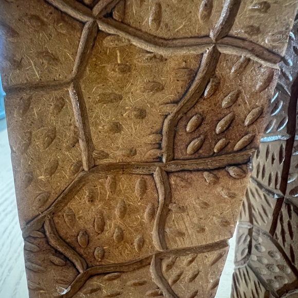 Decorative Brown Textured Wood Vase Pair - Picture 2 of 6